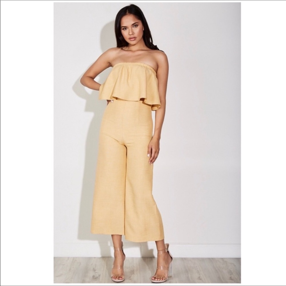 Blue Blush Mustard 2 Piece Crop Top & Culottes Set - Picture 3 of 6